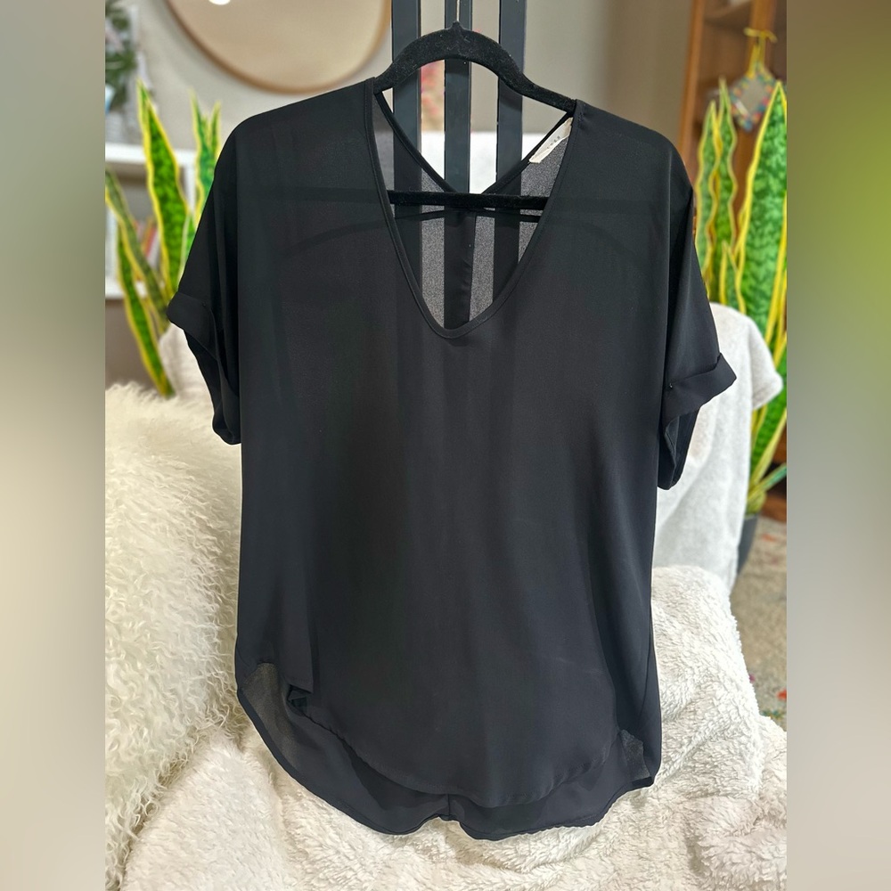 Lush Black Sheer Blouse